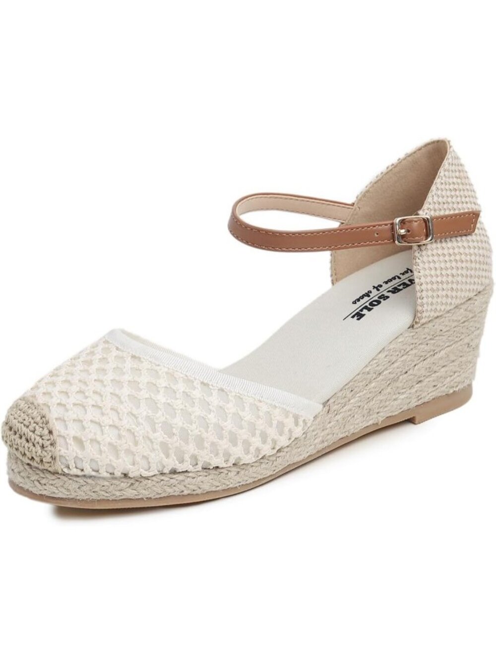 Comfortable Close Toe Espadrilles for Women - Breathable Mid Heel Wedge Shoes